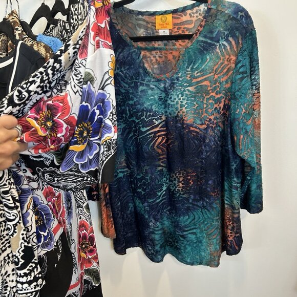 Lot Of 7 Ruby Rd. Plus 1X Blouse Tops Mixed Prints - Picture 10 of 12